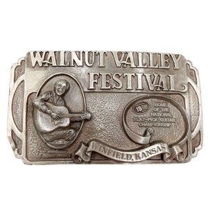 Bluegrass Guitar Belt Buckle Music Festival Dan Crary 1986 Walnut Valley